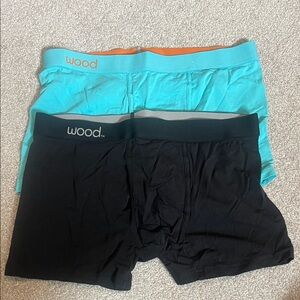 Wood Men's Stretch Boxer Briefs – Black & Turquoise (2-Pack)